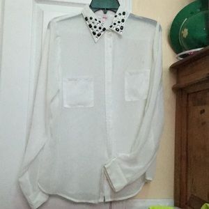 White see through long sleeve shirt